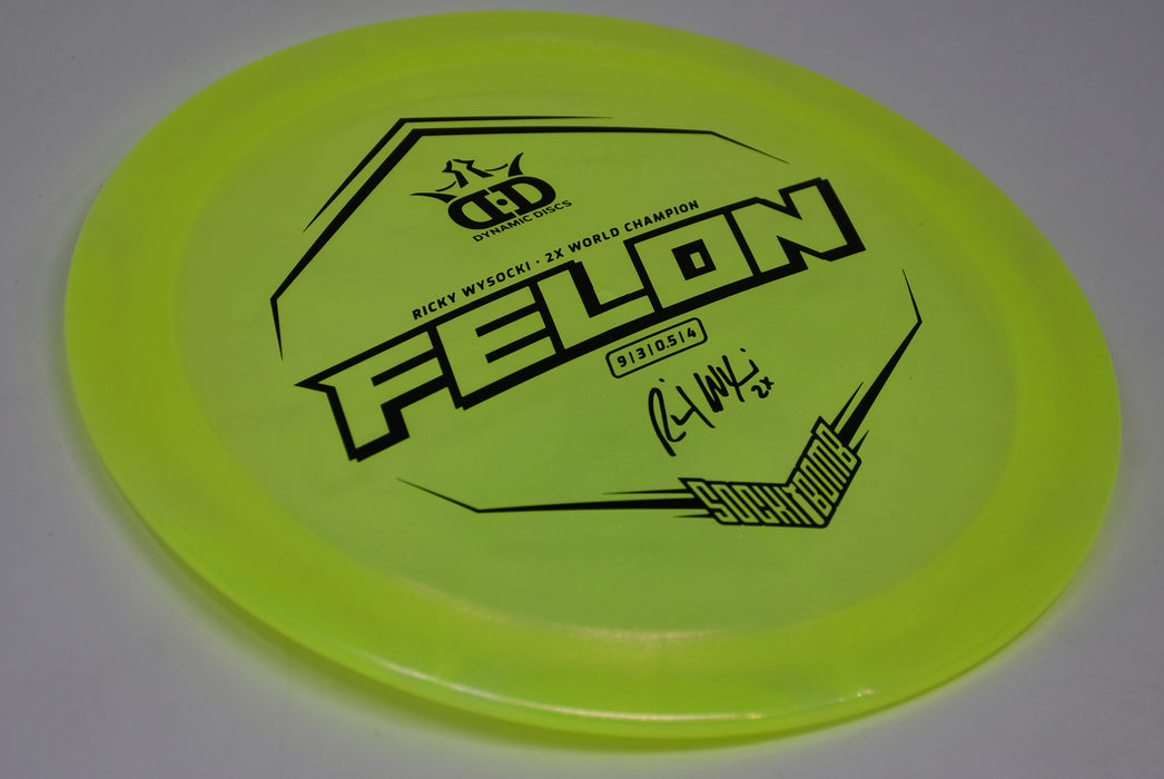 Buy Yellow Dynamic Lucid Ice Glimmer Felon Ricky Wysocki 2x Signature Fairway Driver Disc Golf Disc (Frisbee Golf Disc) at Skybreed Discs Online Store
