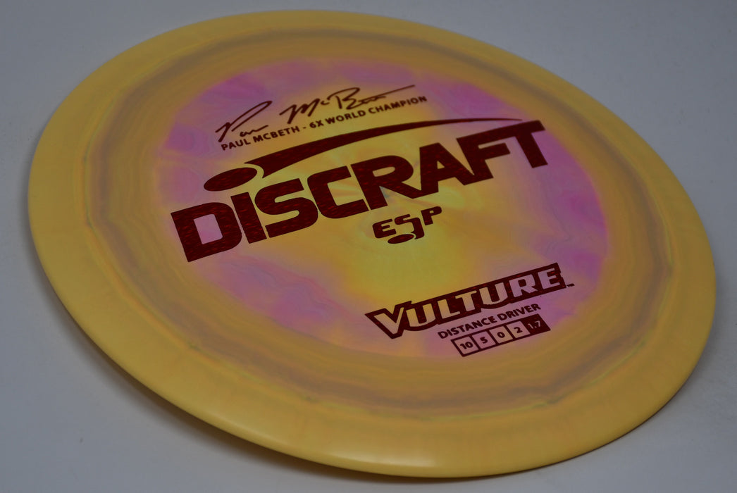 Buy Yellow Discraft ESP Vulture Paul McBeth 6x Signature Fairway Driver Disc Golf Disc (Frisbee Golf Disc) at Skybreed Discs Online Store