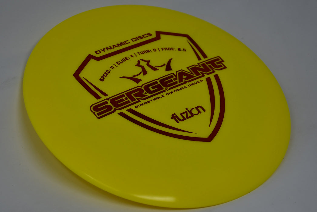 Buy Yellow Dynamic Fuzion Sergeant Fairway Driver Disc Golf Disc (Frisbee Golf Disc) at Skybreed Discs Online Store