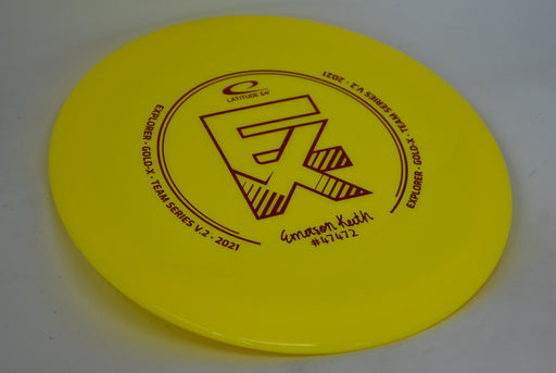 Buy Yellow Latitude 64 Gold-X Explorer Emerson Keith Team Series 2021 V2 Fairway Driver Disc Golf Disc (Frisbee Golf Disc) at Skybreed Discs Online Store