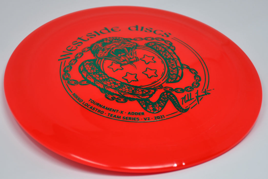 Buy Red Westside Tournament-X Adder Nikko Locastro Team Series 2021 V2 Distance Driver Disc Golf Disc (Frisbee Golf Disc) at Skybreed Discs Online Store