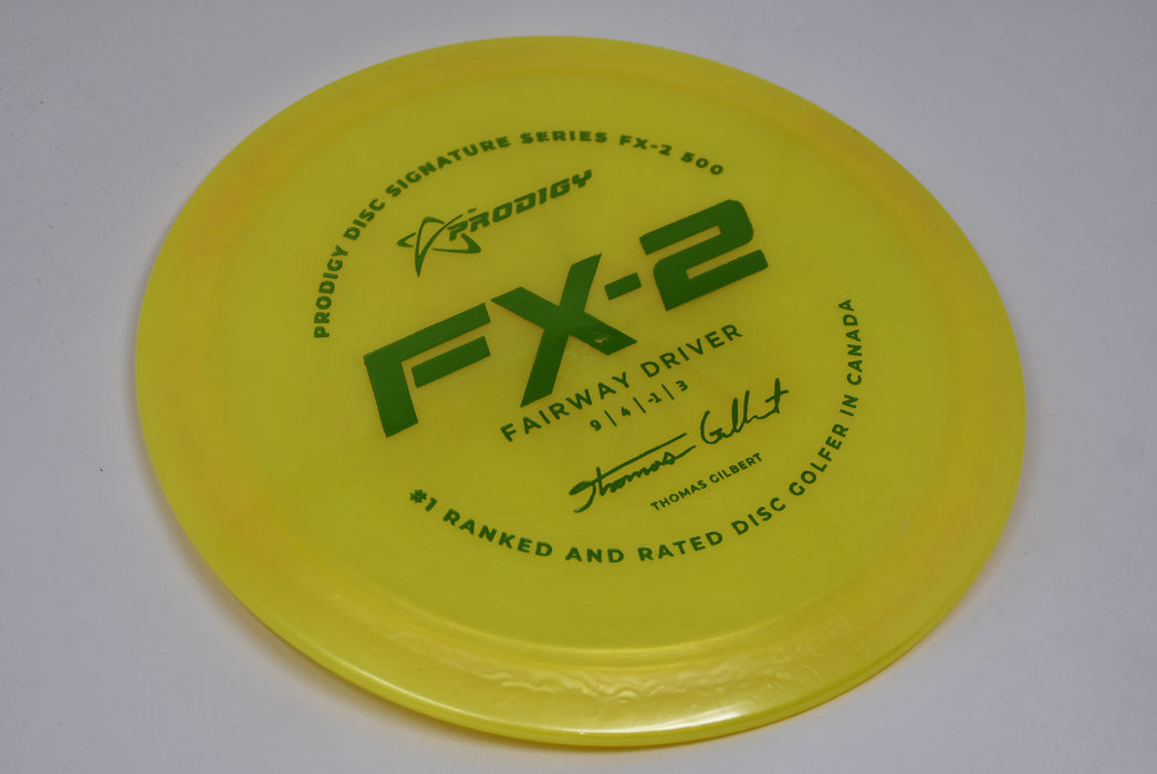 Buy Yellow Prodigy 500 FX2 Thomas Gilbert Signature Series Fairway Driver Disc Golf Disc (Frisbee Golf Disc) at Skybreed Discs Online Store