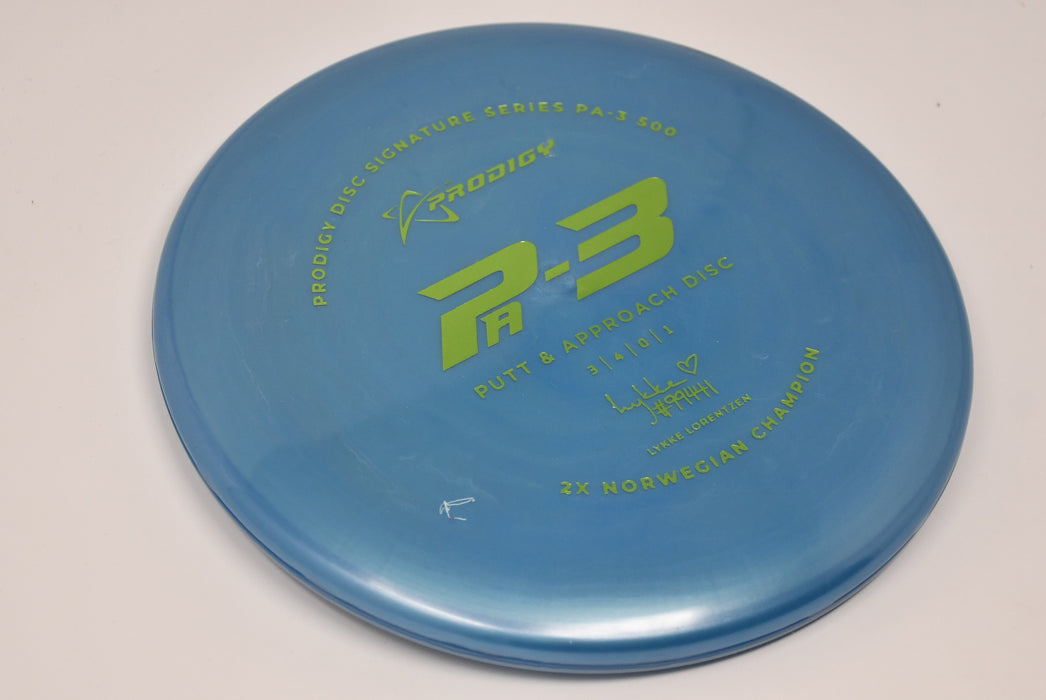 Buy Blue Prodigy 500 PA3 Lykke Lorentzen Signature Series Putt and Approach Disc Golf Disc (Frisbee Golf Disc) at Skybreed Discs Online Store
